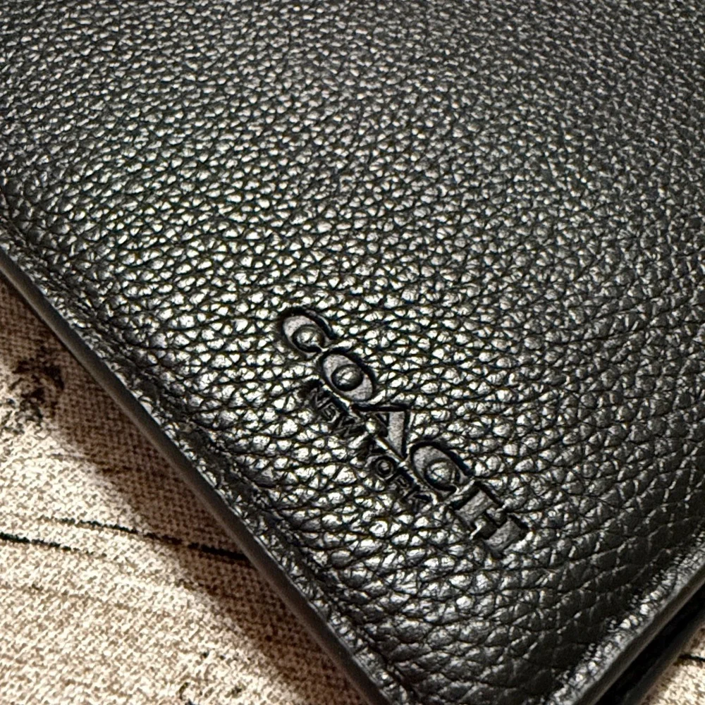 NWT! Coach mens bifold wallet in black leather + Gift box! Ready to gift - Picture 4 of 13